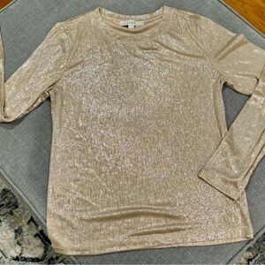 LOFT Metallic Gold Long Sleeve Top